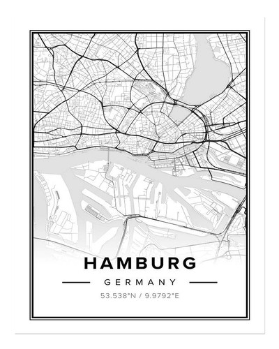 Hamburg stadtplan wandkunst - hamburg,