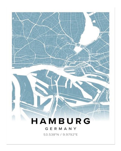 Hamburg stadtplan wandkunst - hamburg,